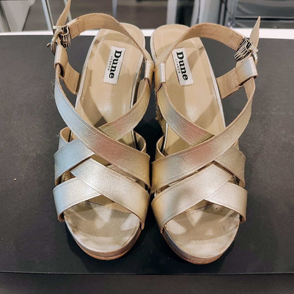 Dune golden wedge sandal